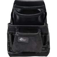 Phantom Collection Heavy-Duty Nail & Tool Bag, Leather, 10 Pockets, Black Industrial Sales