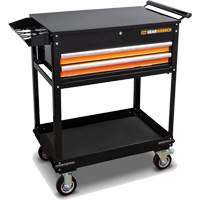 Utility Cart, 2 Drawers, 32-1/2" W x 42" H, Black/Orange Industrial Sales