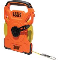 Open Reel Tape Measure with Single Hook and Carabiner, 1/2" x 300', 1/10" Graduations Industrial Sales