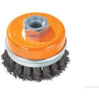 Brosse boisseau &agrave; fils nou&eacute;s avec anneau, 4" dia. x 5/8"-11 arbre Industrial Sales