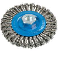 Wide Knotted Wire Wheel Brush, 4-1/2" Dia., 0.02" Fill, 5/8"-11 Arbor, Aluminum/Stainless Steel Industrial Sales