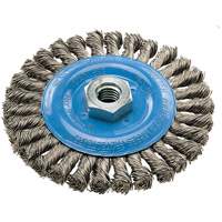 Wide Knotted Wire Wheel Brush, 5" Dia., 0.02" Fill, 5/8"-11 Arbor, Aluminum/Stainless Steel Industrial Sales