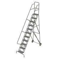 Steel Rolling Ladder, 11 Steps, 16" Step Width, 110" Platform Height, Steel Industrial Sales