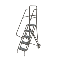 Rolling Ladder, 5 Steps, Serrated, 50" High Industrial Sales