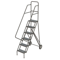 Rolling Ladder, 6 Steps, Serrated, 66" High Industrial Sales