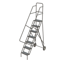 Rolling Ladder, 7 Steps, Serrated, 70" High Industrial Sales