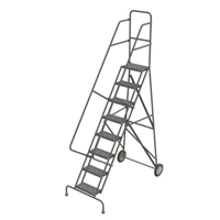 Rolling Ladder, 8 Steps, Serrated, 86" High Industrial Sales
