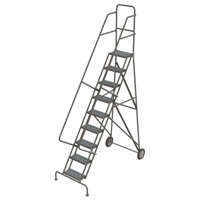 Rolling Ladder, 9 Steps, Serrated, 96" High Industrial Sales