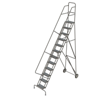 Rolling Ladder, 12 Steps, Serrated, 126" High Industrial Sales