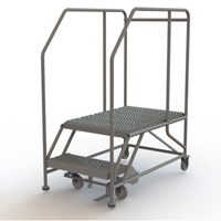 Mobile Work Platform, Steel, 2 Steps, 20" H, 35" D, 24" Step, Serrated Industrial Sales