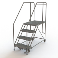 Mobile Work Platform, Steel, 4 Steps, 40" H, 35" D, 24" Step, Serrated Industrial Sales