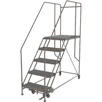 Mobile Work Platform, Steel, 5 Steps, 50" H, 35" D, 24" Step, Serrated Industrial Sales