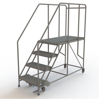 Mobile Work Platform, Steel, 4 Steps, 40" H, 47" D, 24" Step, Serrated Industrial Sales