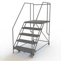 Mobile Work Platform, Steel, 5 Steps, 50" H, 36" D, 36" Step, Serrated Industrial Sales