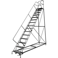 Safety Slope Rolling Ladder, 15 Steps, Perforated, 50° Incline, 150" High Industrial Sales