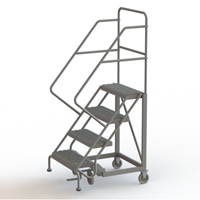 Safety Slope Rolling Ladder, 4 Steps, Serrated, 50° Incline, 40" High Industrial Sales