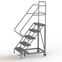 Safety Slope Rolling Ladder, 5 Steps, Serrated, 50° Incline, 50" High Industrial Sales