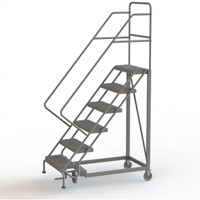 Safety Slope Rolling Ladder, 6 Steps, Serrated, 50° Incline, 60" High Industrial Sales