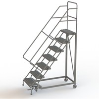 Safety Slope Rolling Ladder, 7 Steps, Serrated, 50° Incline, 70" High Industrial Sales