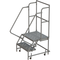 Deep Top Step Rolling Ladder, 2 Steps, 16" Step Width, 20" Platform Height, Steel Industrial Sales