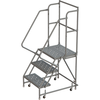 Deep Top Step Rolling Ladder, 3 Steps, 16" Step Width, 30" Platform Height, Steel Industrial Sales