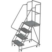 Deep Top Step Rolling Ladder, 4 Steps, 16" Step Width, 40" Platform Height, Steel Industrial Sales
