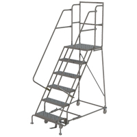 Deep Top Step Rolling Ladder, 7 Steps, 16" Step Width, 70" Platform Height, Steel Industrial Sales