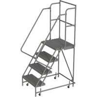 Deep Top Step Rolling Ladder, 4 Steps, 16" Step Width, 40" Platform Height, Steel Industrial Sales