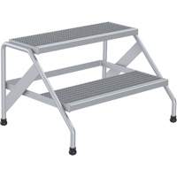Aluminum Step Stand, 2 Step(s), 32-13/16" W x 24-9/16" L x 20" H, 500 lbs. Capacity Industrial Sales