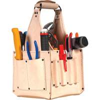 Porte-outils pour &eacute;lectricien et travaux d'entretien, Cuir, 17 pochettes, Beige Industrial Sales