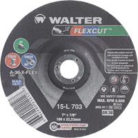 Meules &agrave; moyeu d&eacute;port&eacute; Flexcut, 7", 36 Grain, Oxyde d'aluminium, 7/8", 8600 Tr/min, Type 29 Industrial Sales