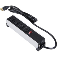 Indoor Brushed Aluminum Power Bar, 4 Outlet(s), 6' Industrial Sales