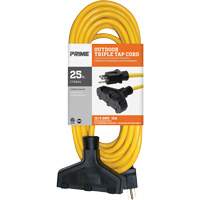 Vinyl Extension Cord, Outdoor, SJTW, 12/3 AWG, 15 A, 3 Outlet(s), 25' Industrial Sales