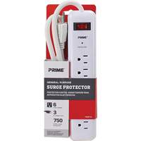 Surge Protector, 6 Outlets, 750 J, 1875, 3' Cord Industrial Sales