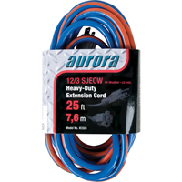 TPE-Rubber Extension Cord With Light Indicator, All-Weather, SJEOW, 12/3 AWG, 15 A, 25' Industrial Sales