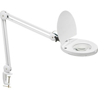 LED Magnifier with A-Bracket, 3 Diopter, LED Light, 47" Arm, C-Clamp, White Industrial Sales