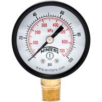 Economy Pressure Gauge, 2" , 0 - 100 psi, Bottom Mount, Analogue Industrial Sales