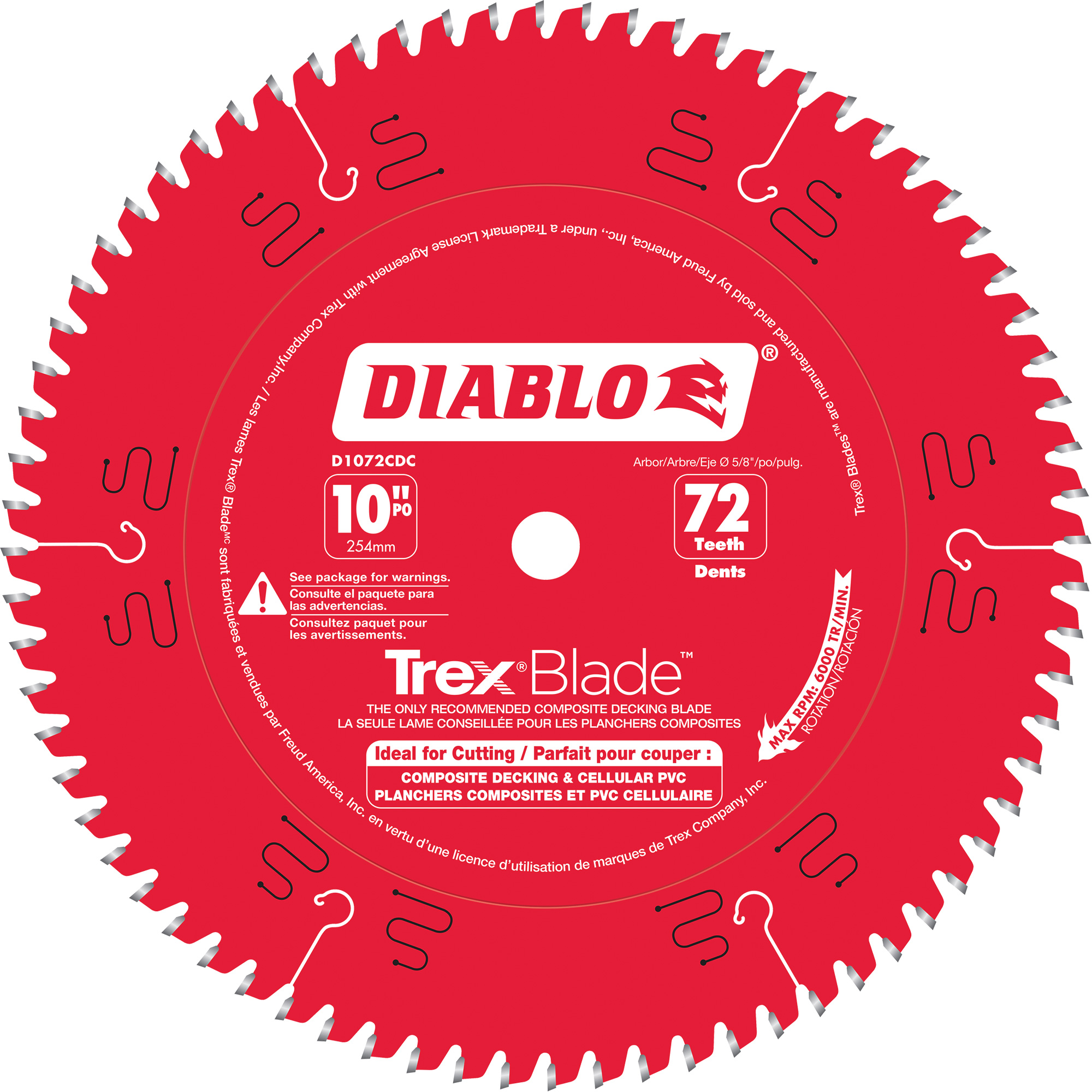 Diablo Trex® Blade Cutting Saw Blade, 10", 72 Teeth,